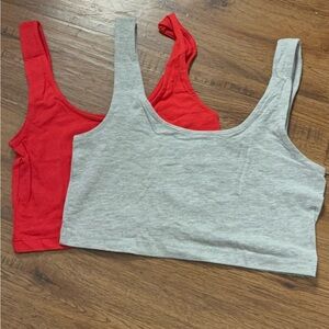 H&M Red and Gray Crop Tops